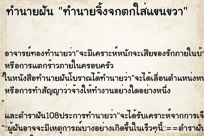 ทำนายฝันทำนายฝันทำนายจิ้งจกตกใส่แขนขวา