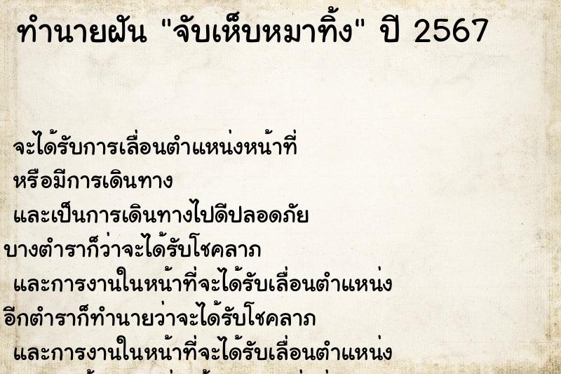 ทำนายฝันทำนายฝันจับเห็บหมาทิ้ง