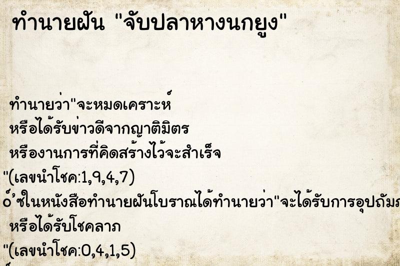 ทำนายฝัน จับปลาหางนกยูง ทำนายฝัน จับปลาหางนกยูง
