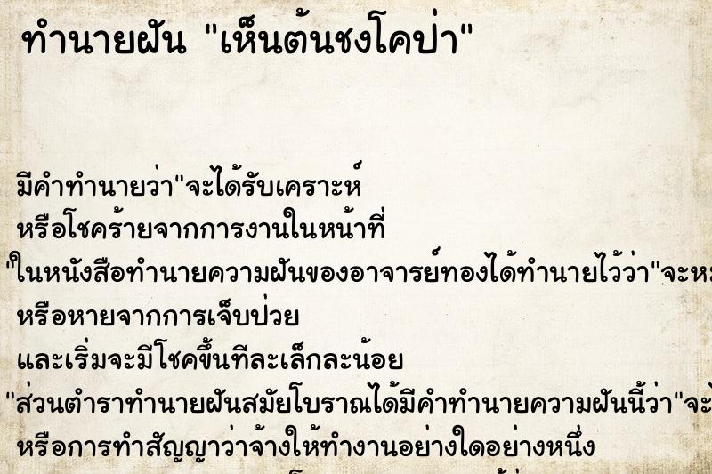 ทำนายฝันทำนายฝันเห็นต้นชงโคป่า