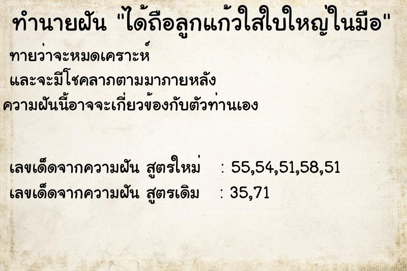 ทำนายฝันทำนายฝันได้ถือลูกแก้วใสใบใหญ่ในมือ