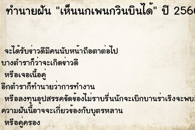 ทำนายฝันเห็นนกเพนกวินบินได้ ทำนายฝันทำนายฝันเห็นนกเพนกวินบินได้