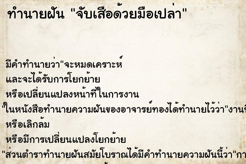 ทำนายฝัน จับเสือด้วยมือเปล่า ทำนายฝัน จับเสือด้วยมือเปล่า