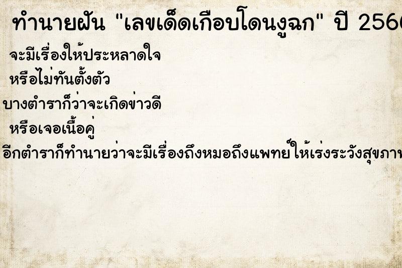 ทำนายฝันทำนายฝันเลขเด็ดเกือบโดนงูฉก