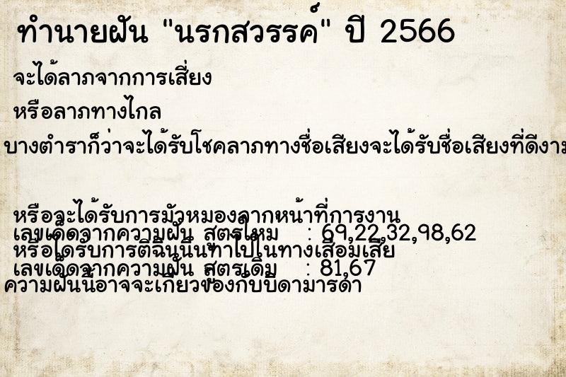 ทำนายฝันทำนายฝันนรกสวรรค์