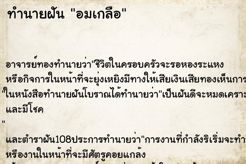 ทำนายฝัน อมเกลือ