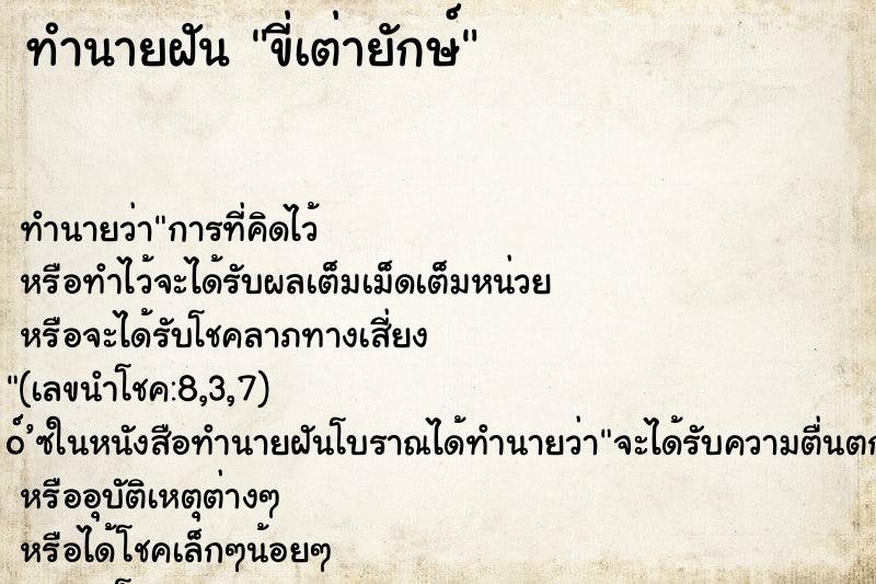 ทำนายฝัน ขี่เต่ายักษ์