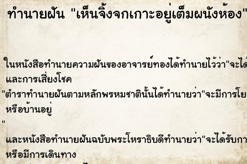 ทำนายฝันเห็นจิ้งจกเกาะอยู่เต็มผนังห้อง ทำนายฝันทำนายฝันเห็นจิ้งจกเกาะอยู่เต็มผนังห้อง