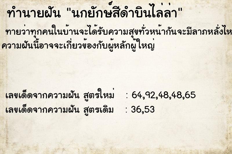 ทำนายฝันทำนายฝันนกยักษ์สีดำบินไล่ล่า