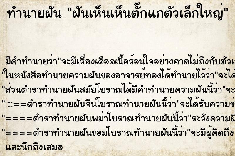 ทำนายฝันฝันเห็นเห็นตั๊กแกตัวเล็กใหญ่ ทำนายฝันทำนายฝันฝันเห็นเห็นตั๊กแกตัวเล็กใหญ่