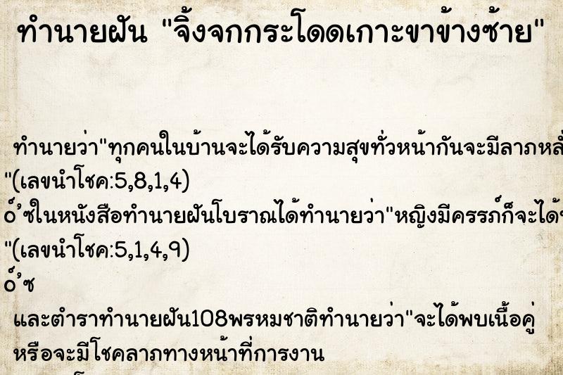 ทำนายฝันทำนายฝันจิ้งจกกระโดดเกาะขาข้างซ้าย