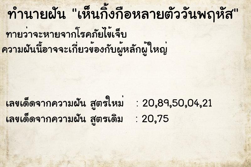 ทำนายฝันเห็นกิ้งกือหลายตัววันพฤหัส ทำนายฝันทำนายฝันเห็นกิ้งกือหลายตัววันพฤหัส