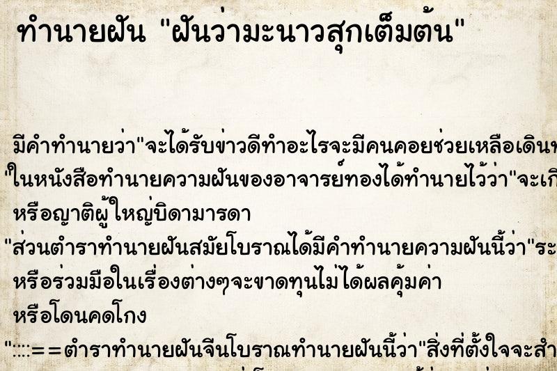 ทำนายฝันฝันว่ามะนาวสุกเต็มต้น ทำนายฝันทำนายฝันฝันว่ามะนาวสุกเต็มต้น
