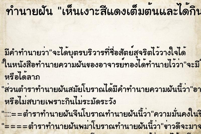 ทำนายฝันเห็นเงาะสีแดงเต็มต้นและได้กินเงาะด้วย ทำนายฝันทำนายฝันเห็นเงาะสีแดงเต็มต้นและได้กินเงาะด้วย