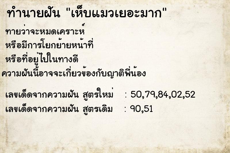 ทำนายฝันทำนายฝันเห็บแมวเยอะมาก