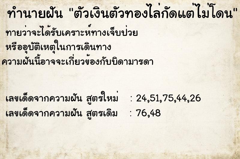 ทำนายฝัน ตัวเงินตัวทองไล่กัดแต่ไม่โดน ทำนายฝัน ตัวเงินตัวทองไล่กัดแต่ไม่โดน