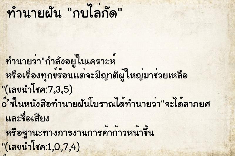 ทำนายฝัน กบไล่กัด