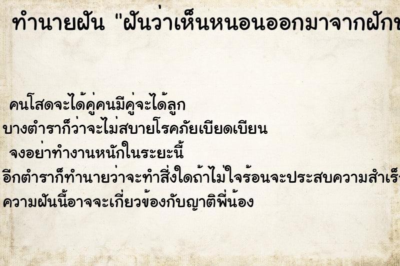 ทำนายฝันฝันว่าเห็นหนอนออกมาจากฝักบัวอาบน้ำในห้องน้ำ ทำนายฝันทำนายฝันฝันว่าเห็นหนอนออกมาจากฝักบัวอาบน้ำในห้องน้ำ