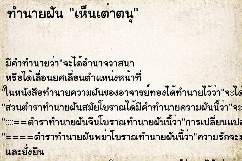 ทำนายฝันทำนายฝันเห็นเต่าตนุ