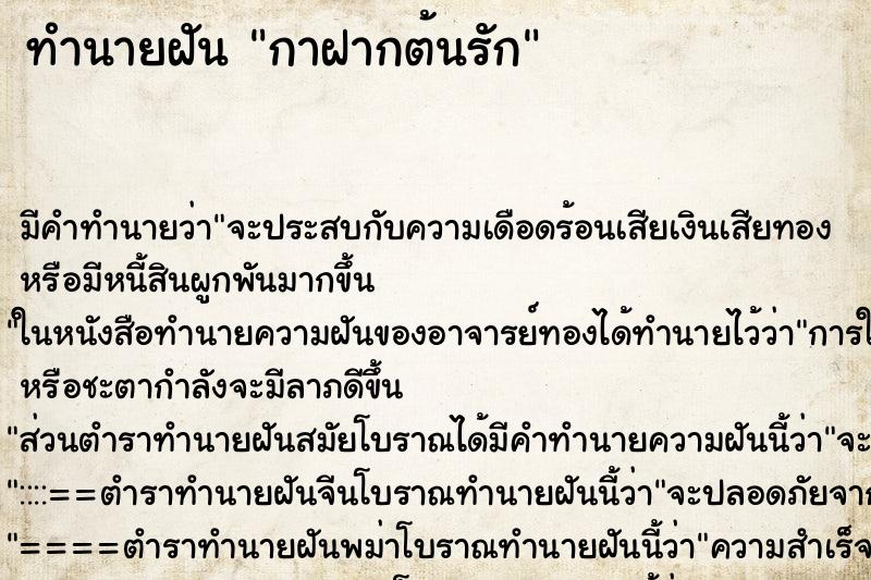 ทำนายฝันกาฝากต้นรัก ทำนายฝันทำนายฝันกาฝากต้นรัก