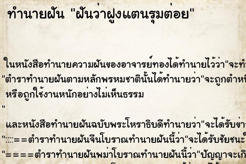 ทำนายฝันฝันว่าฝูงแตนรุมต่อย ทำนายฝันทำนายฝันฝันว่าฝูงแตนรุมต่อย