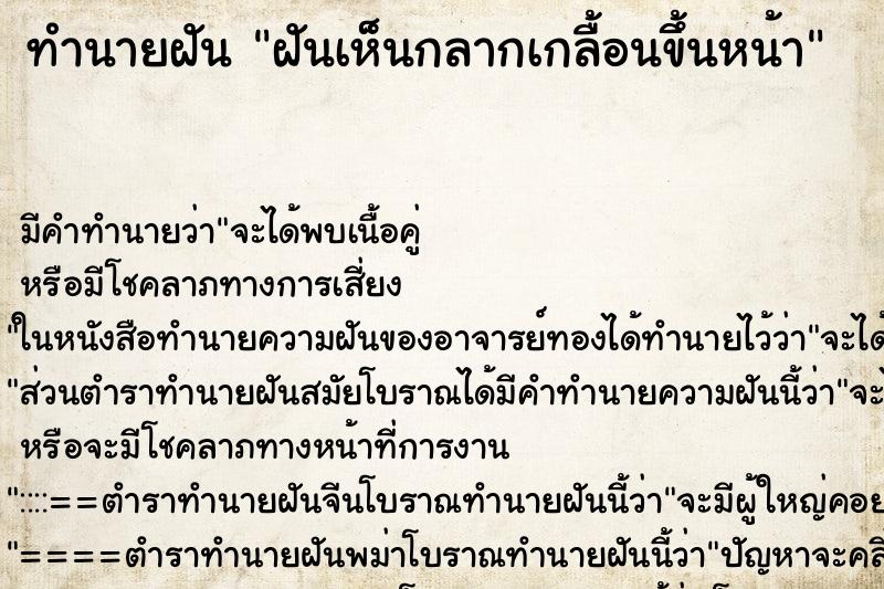 ทำนายฝัน ฝันเห็นกลากเกลื้อนขึ้นหน้า ทำนายฝัน ฝันเห็นกลากเกลื้อนขึ้นหน้า