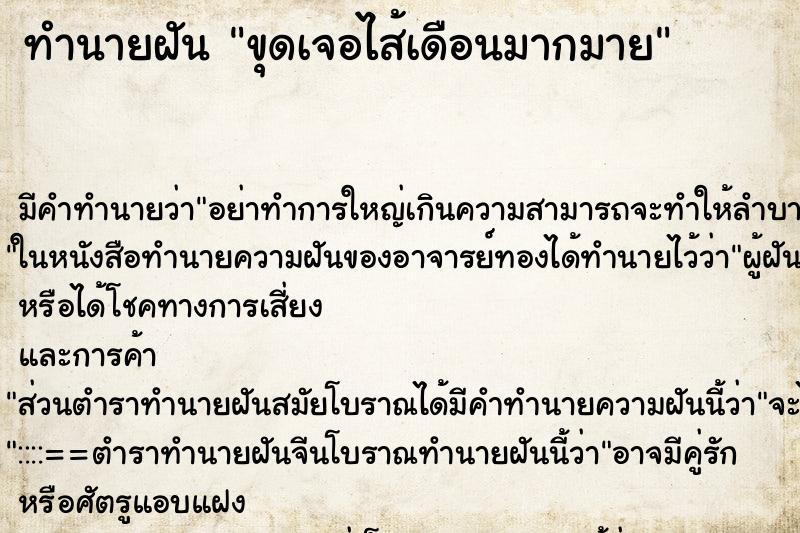 ทำนายฝันขุดเจอไส้เดือนมากมาย ทำนายฝันทำนายฝันขุดเจอไส้เดือนมากมาย