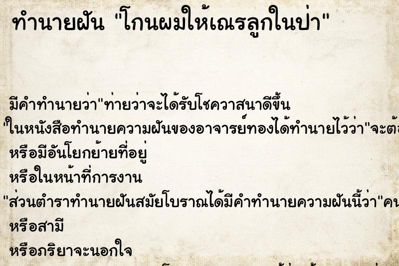 ทำนายฝันโกนผมให้เณรลูกในป่า ทำนายฝันทำนายฝันโกนผมให้เณรลูกในป่า