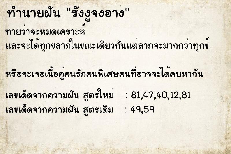 ทำนายฝันรังงูจงอาง ทำนายฝันทำนายฝันรังงูจงอาง