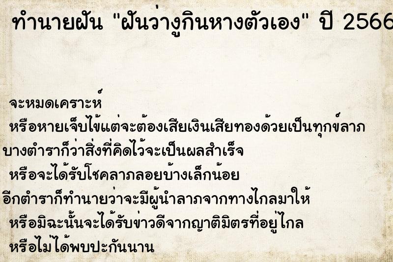 ทำนายฝันฝันว่างูกินหางตัวเอง ทำนายฝันทำนายฝันฝันว่างูกินหางตัวเอง
