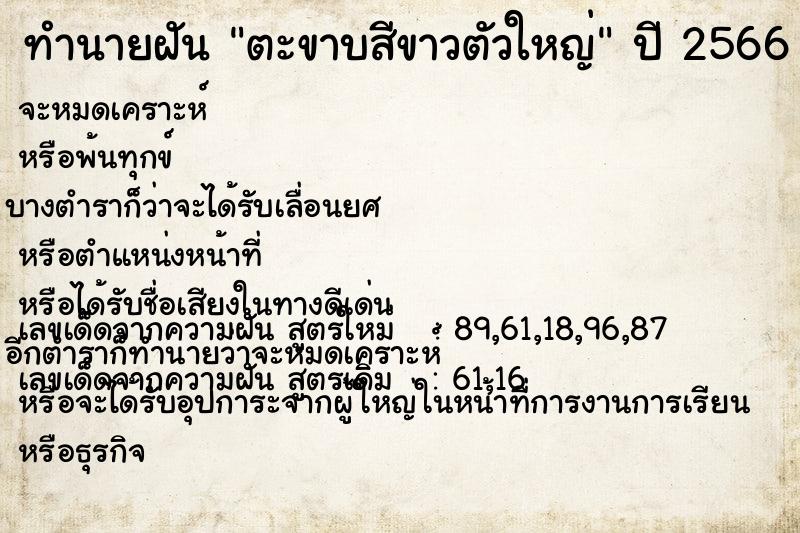ทำนายฝัน ตะขาบสีขาวตัวใหญ่