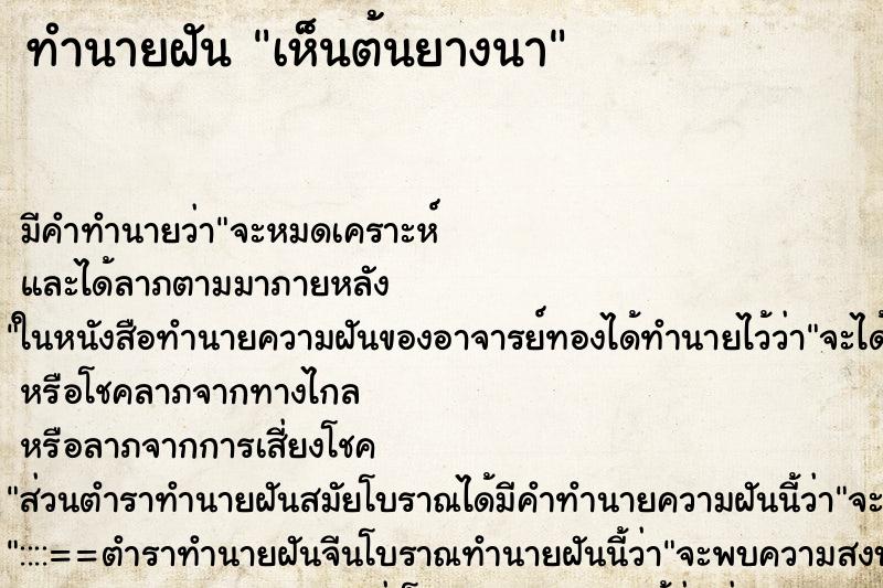 ทำนายฝัน เห็นต้นยางนา ทำนายฝัน เห็นต้นยางนา
