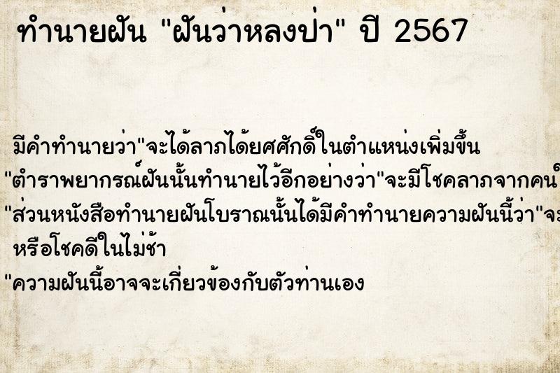 ทำนายฝัน ฝันว่าหลงป่า ทำนายฝัน ฝันว่าหลงป่า