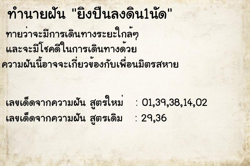 ทำนายฝันทำนายฝันยิงปืนลงดิน1นัด