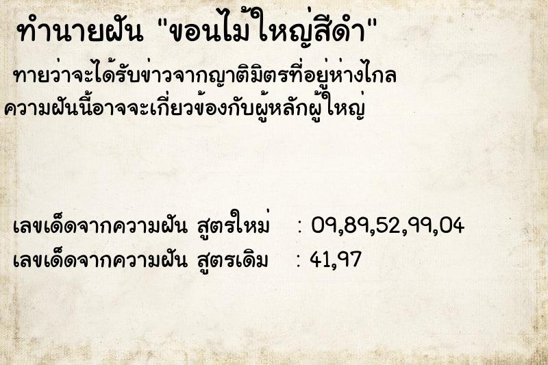 ทำนายฝันทำนายฝันขอนไม้ใหญ่สีดำ