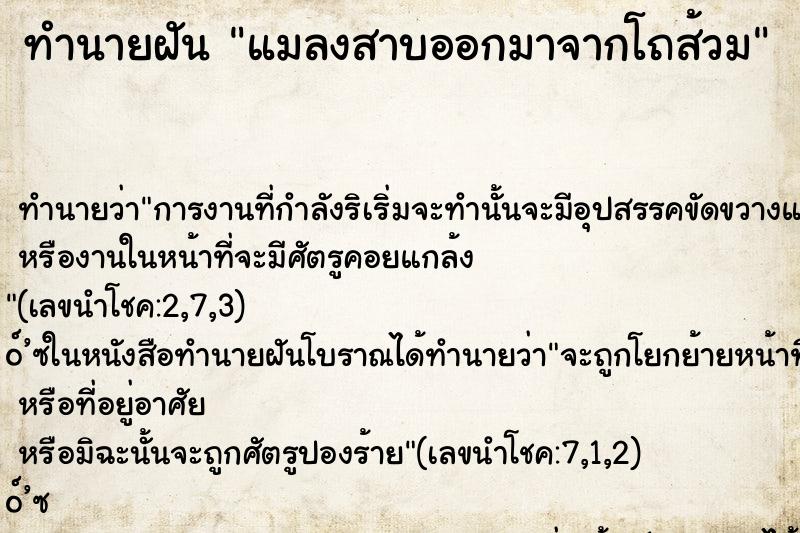 ทำนายฝันแมลงสาบออกมาจากโถส้วม ทำนายฝันทำนายฝันแมลงสาบออกมาจากโถส้วม