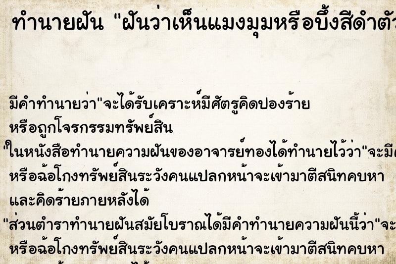 ทำนายฝันฝันว่าเห็นแมงมุมหรือบึ้งสีดำตัวใหญ่ ทำนายฝันทำนายฝันฝันว่าเห็นแมงมุมหรือบึ้งสีดำตัวใหญ่