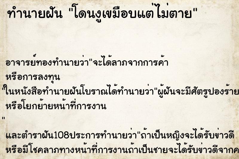 ทำนายฝันโดนงูเขมือบแต่ไม่ตาย ทำนายฝันทำนายฝันโดนงูเขมือบแต่ไม่ตาย