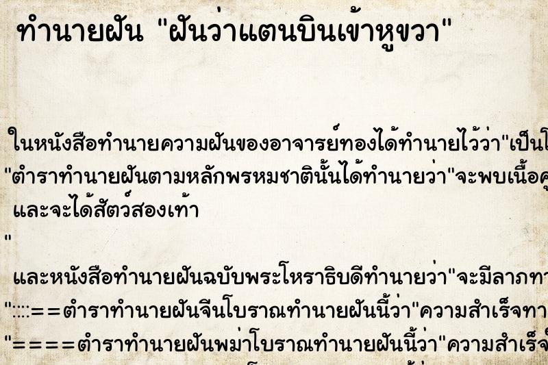 ทำนายฝันฝันว่าแตนบินเข้าหูขวา ทำนายฝันทำนายฝันฝันว่าแตนบินเข้าหูขวา