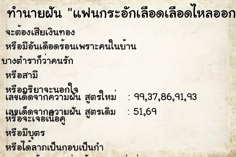 ทำนายฝันแฟนกระอักเลือดเลือดไหลออกจากปาก ทำนายฝันทำนายฝันแฟนกระอักเลือดเลือดไหลออกจากปาก