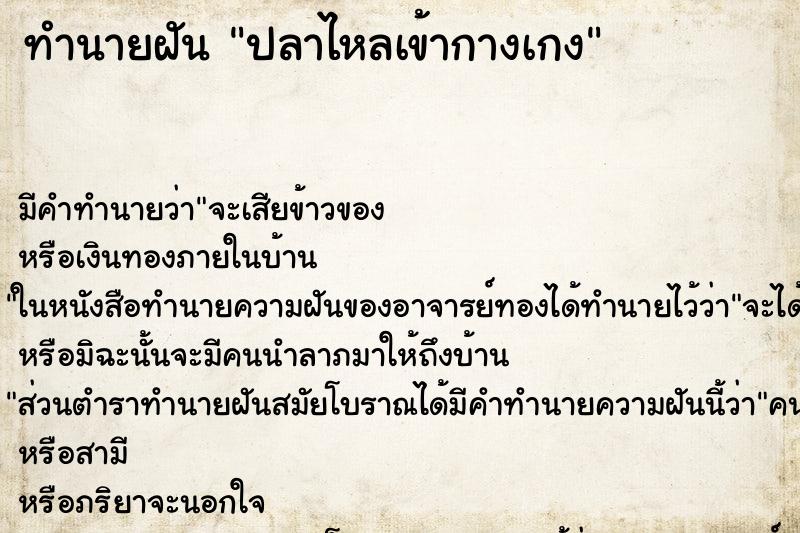 ทำนายฝัน ปลาไหลเข้ากางเกง ทำนายฝัน ปลาไหลเข้ากางเกง