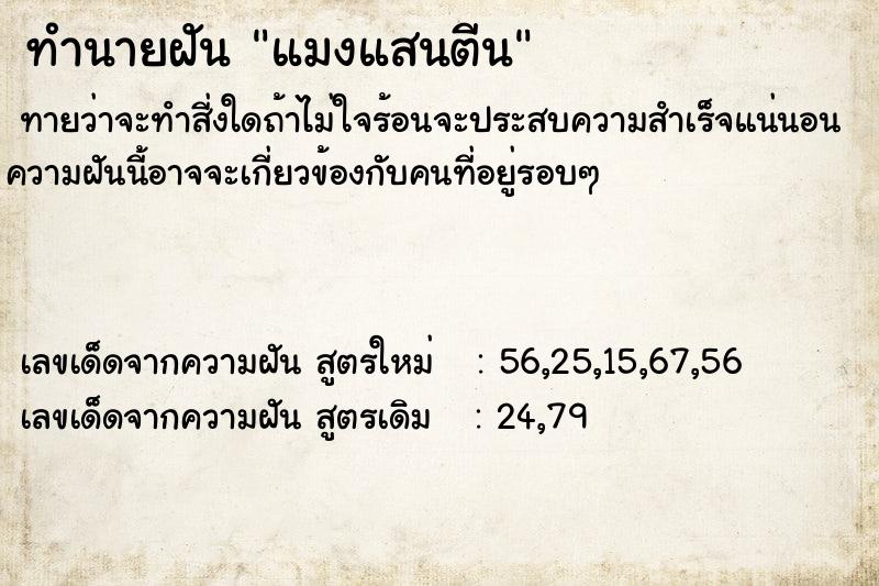 ทำนายฝัน แมงแสนตีน ทำนายฝัน แมงแสนตีน