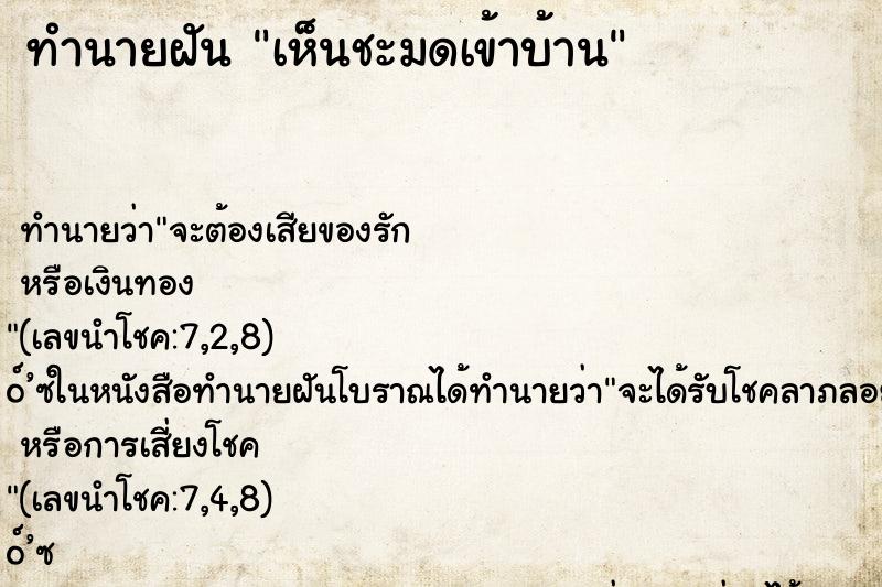 ทำนายฝัน เห็นชะมดเข้าบ้าน
