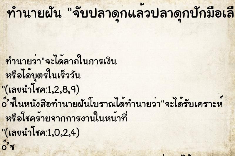 ทำนายฝัน จับปลาดุกแล้วปลาดุกปักมือเลือดไหลออกมา ตำราโบราณ แม่นที่สุดในโลก