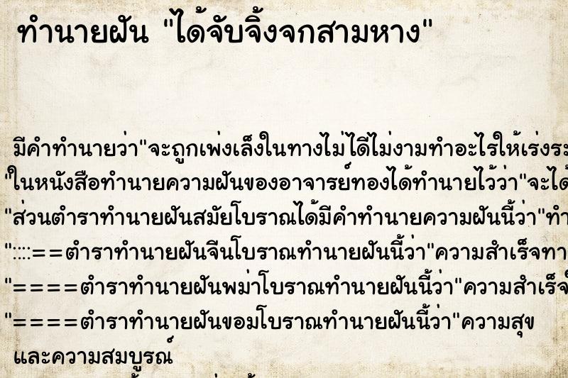 ทำนายฝัน ได้จับจิ้งจกสามหาง ทำนายฝัน ได้จับจิ้งจกสามหาง