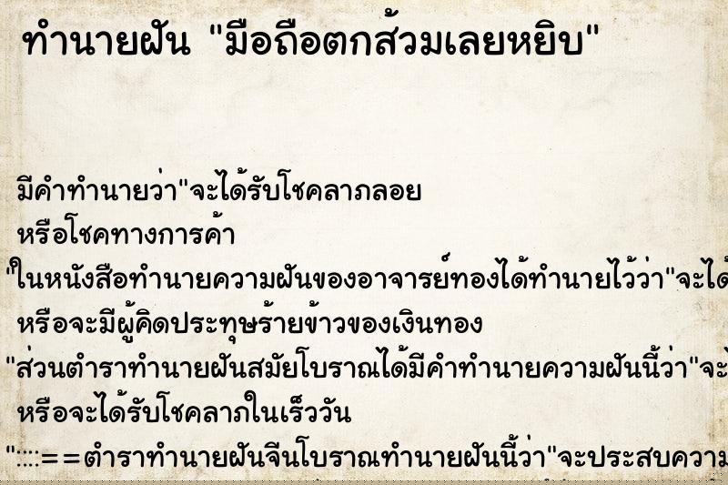 ทำนายฝัน มือถือตกส้วมเลยหยิบ ทำนายฝัน มือถือตกส้วมเลยหยิบ