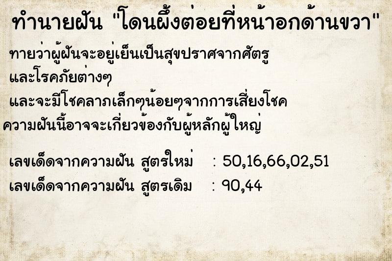 ทำนายฝันทำนายฝันโดนผึ้งต่อยที่หน้าอกด้านขวา