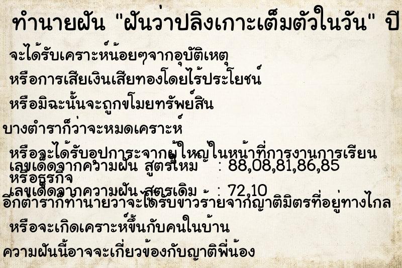 ทำนายฝันทำนายฝันฝันว่าปลิงเกาะเต็มตัวในวัน