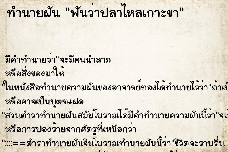 ทำนายฝัน ฟันว่าปลาไหลเกาะขา ตำราโบราณ แม่นที่สุดในโลก