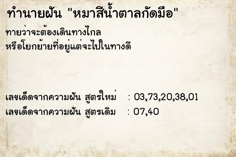 ทำนายฝันทำนายฝันหมาสีน้ำตาลกัดมือ